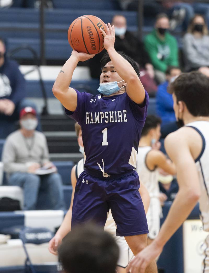 Hampshire's Kevin Dela Paz takes a shot during their game against Cary-Grove on Tuesday, January 25, 2022 at Cary-Grove High School in Cary.