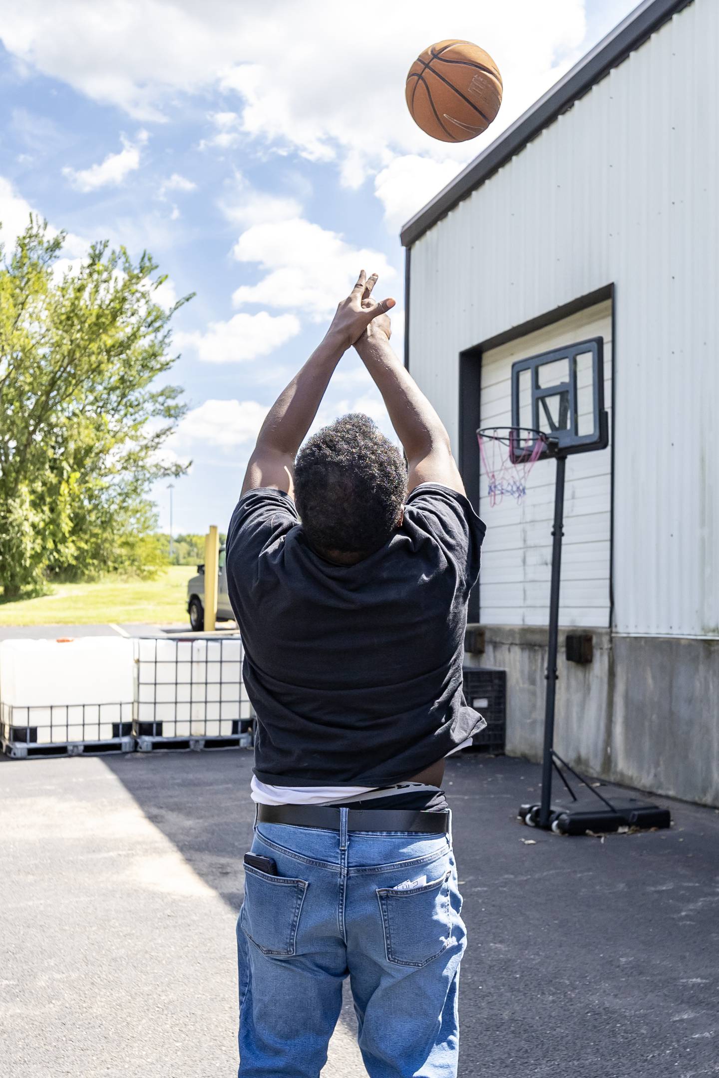 Trinity Services participants play basketball at Studio 22 in New Lenox, on Aug. 29, 2025.