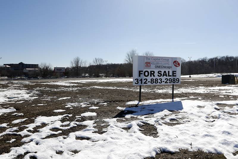 The site of the former D’Andrea Banquets and Conference Center in Crystal Lake on March 14, 2023. The building was destroyed by a fire in April of last year that is still under investigation.