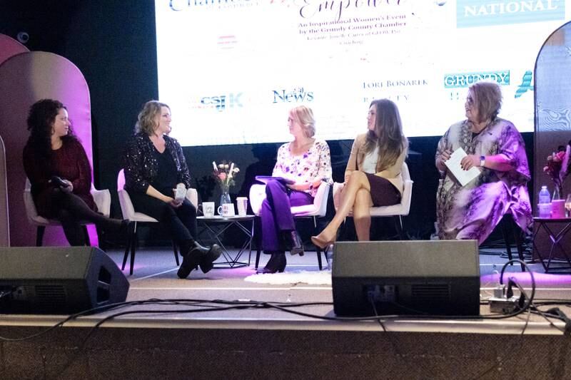 The Grundy County Chamber held its EMPOWER event Nov. 14 at the Morris Theater. After the keynote address with Jonelle Carter of GLOW Pro Coaching, a guest panel was held featuring Morris Police Chief Alicia Steffes, Dresden Station Plant Manager Carolyne Joseph and Coal City business owner Tiffany Wills. The panel was led by Carter and Chamber President & CEO Christina Van Yperen.