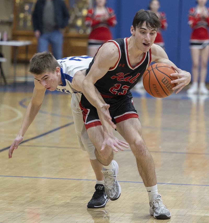 Newman’s Cody Mcbride and Hall’s Braden Curran work against one another Friday, Feb. 2, 2024 at Newman High School.