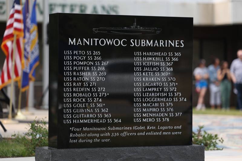 Joliet held a special Flag Day ceremony dedicating a memorial to remember the 28 World War II Submarines that traveled through Joliet on their way to the Pacific theater in Bicentennial Park on Wednesday, June 14, 2023.