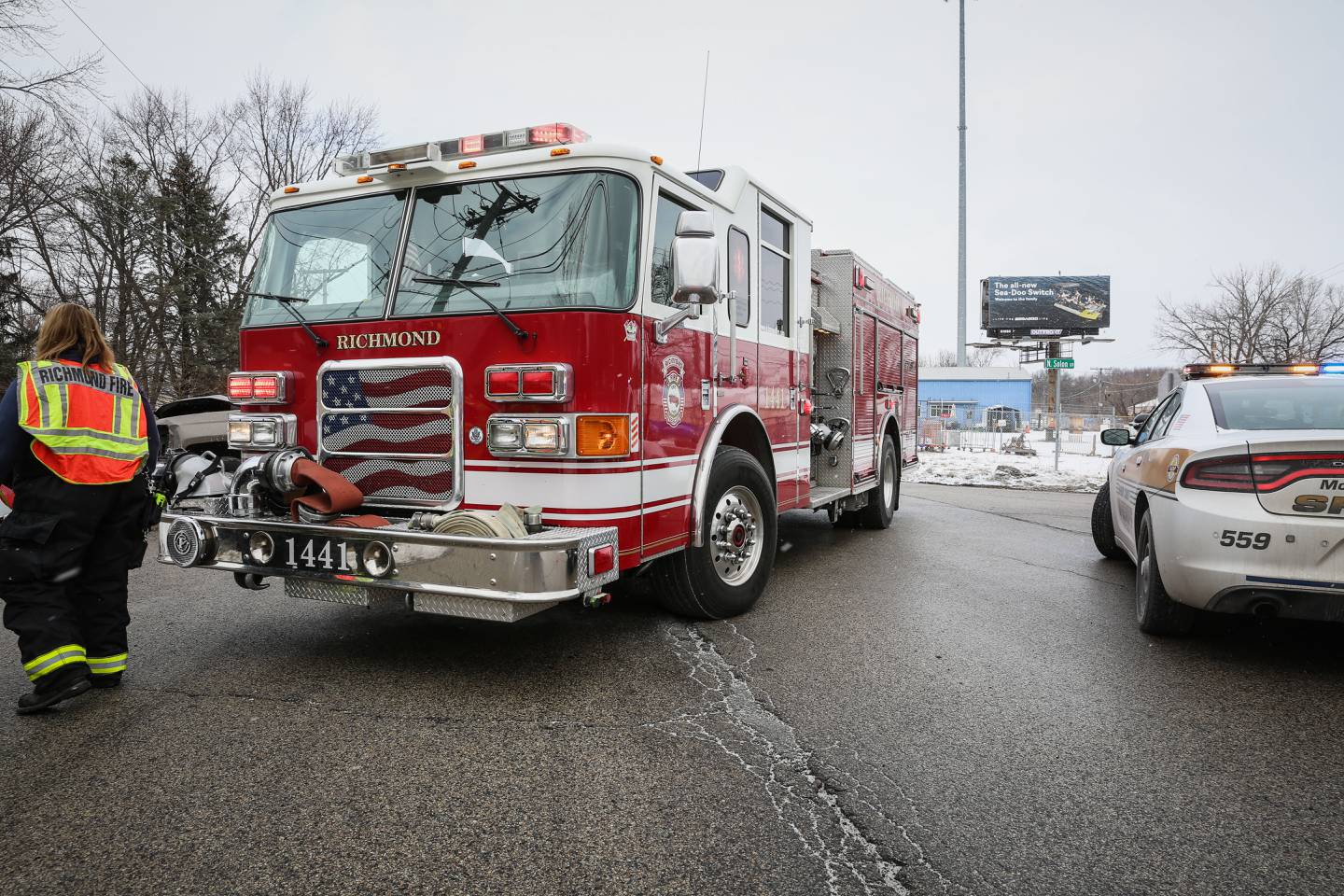 Three people were injured in a two vehicle crash Saturday, Jan. 15, 2022 at the intersection of Route 12 and Solon Road in Richmond.