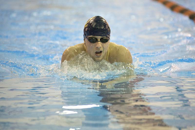 Sterling's Michael Garland competes in the 200 yard individual medley race Tuesday, Jan. 18, 2022 in Byron.