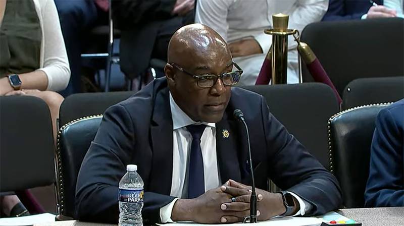 Attorney General Kwame Raoul testifies at a Democratic congressional forum Monday, June 23, 2025, about litigation that he and other Democratic state attorneys general have filed challenging actions of the Trump administration.