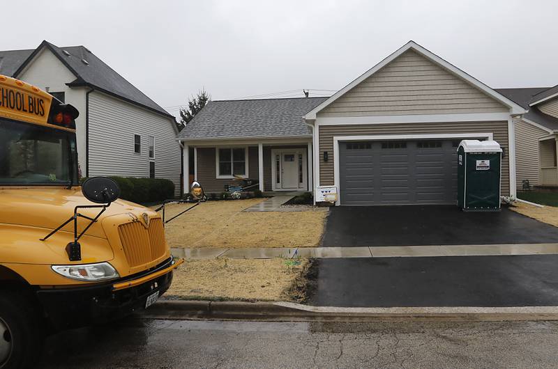 The house that students in the Woodstock Building Trades Program are building on Monday, May 8, 2023. This will be the program's 43rd completed home since it began in 1972.
