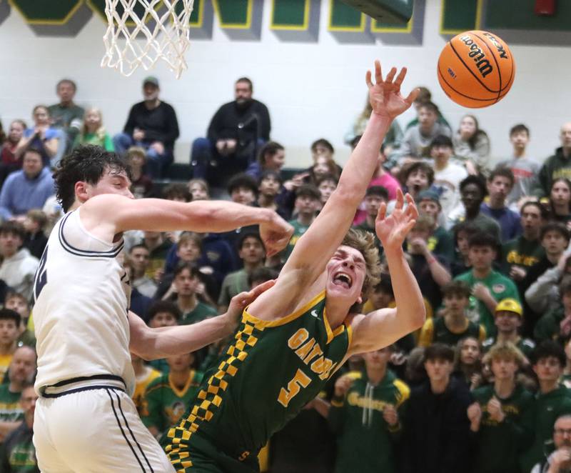 Crystal Lake South’s Carson Trivellini works under the hoop against Cary-Grove in boys IHSA Class 3A Regional Championship basketball on Friday, Feb. 27, 2026, at Crystal Lake South High School in Crystal Lake.