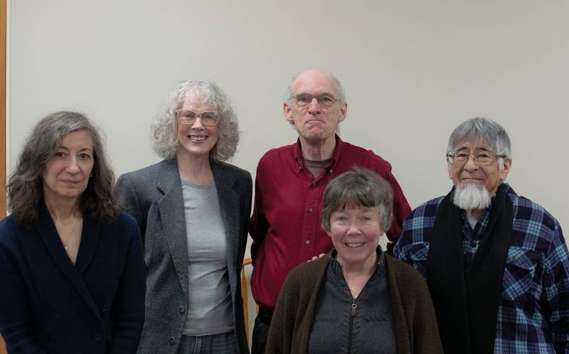 To help the people of Ukraine, St. Paul’s Episcopal Church is hosting a reading of Ukrainian poetry by local poets. The event, “Sunflower Seeds: Poetry for Ukraine,” will be held 7 p.m. Friday, April 1, at St. Paul’s Episcopal Church. From left, poets Susan Porterfield, Marilyn Cleland, John Bradley, Bonnie Amesquita, and Ric Amesquita.