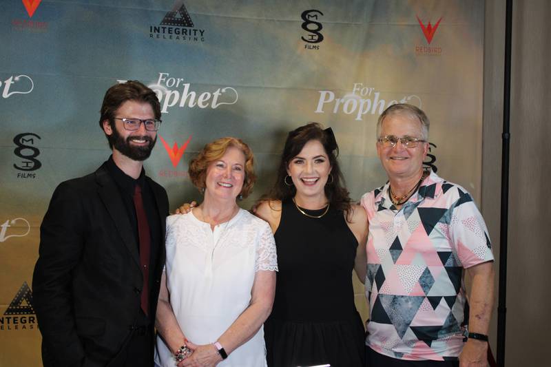Writer, editor, director of For Prophet, Mark Stewart Iverson, Wanda Iverson, Valentina Garcia, played Archangel Raphael, and Allen Iverson at the movie's premier June 12, 2024.