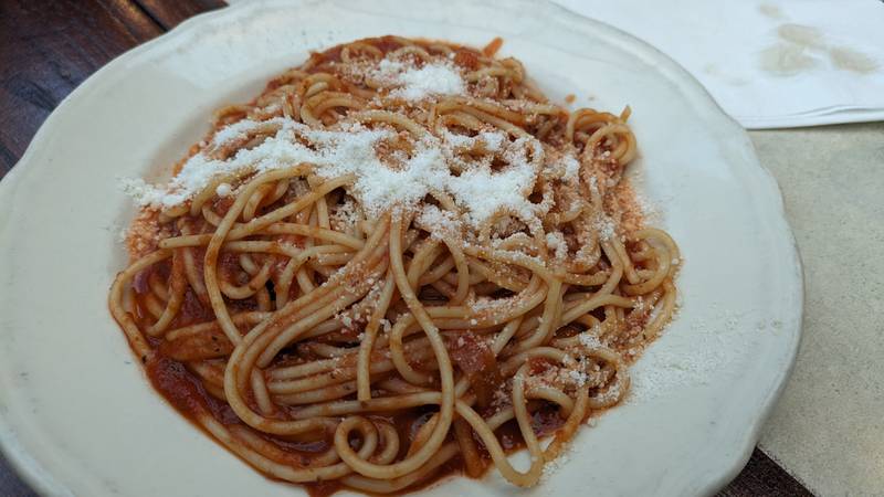The kids' spaghetti at the Sycamore Parkway Restaurant.