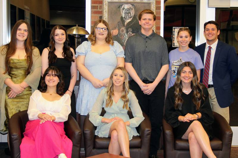 Students receiving $7,000 or more at the Streator High School Honors Awards Banquet were (seated, left to right) Kylie Cook, Cailey Gealtney and Kadence Ondrey, (standing, left to right) Mary Tutoky, Cadence Doss, Madison Underwood, James Sokol, Abby Pierce and Parker Phillis. Not pictured are Maria Arevalo, Alonna Caldwell, Franchesca Rodriguez and Jotie Sliker.