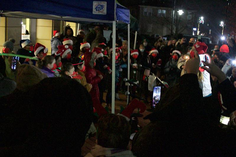 Students from Nicholson Elementary School entertained families and residents with holiday tunes in front of Montgomery's Village Hall Dec. 5, during the village's annual tree lighting celebration.