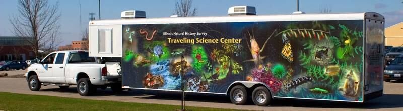 The Illinois Natural History Survey Traveling Science Center is a 320 square foot mobile classroom featuring informative, engaging exhibits on biodiversity and natural resources that visits schools and communities across Illinois.