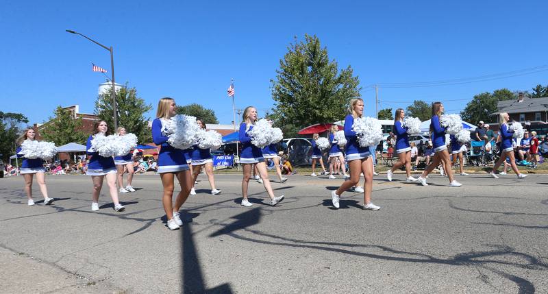 Princeton High School cheerleaders march during the 52nd annual Homestead Festival parade on Saturday, Sept. 9, 2023 in Princeton.