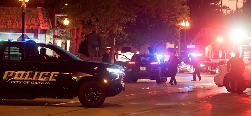 Geneva Police and Fire Department work the seen of an accident along East State Street just west of Eastside Drive in Geneva on Wednesday, Sept. 28, 2022.