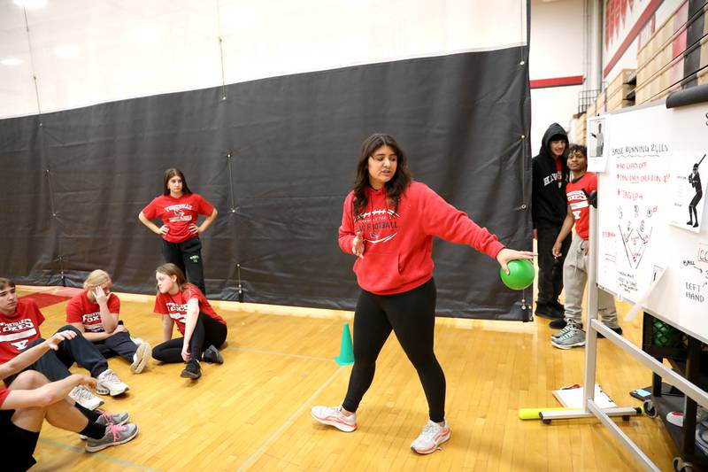 Clarissa Cooper teaches a physical education class at Yorkville High School.