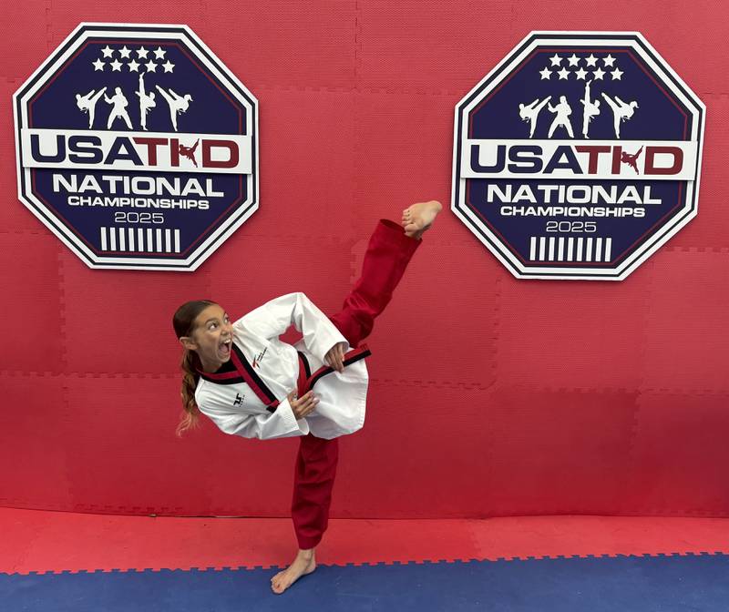 10-year-old Delilah Stamp won multiple medals in taekwondo during the 2025 Amateur Athletic Union National Championships in Salt Lake City, Utah.