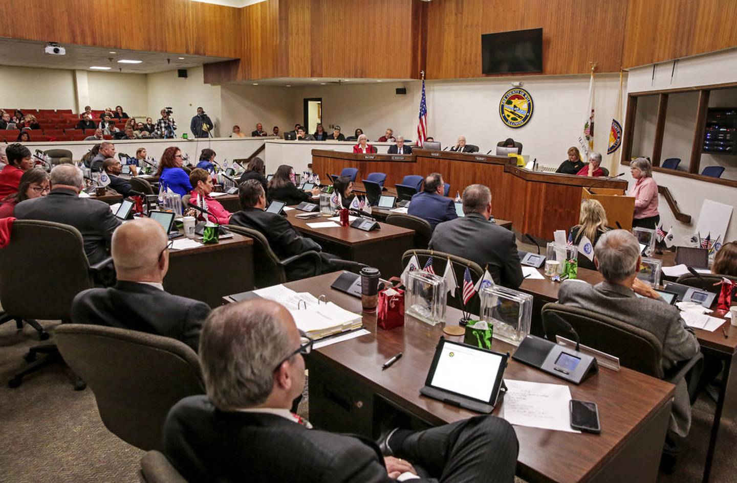 The Will County Board can be seen Thursday, Dec. 19, 2019, in Joliet, Ill.