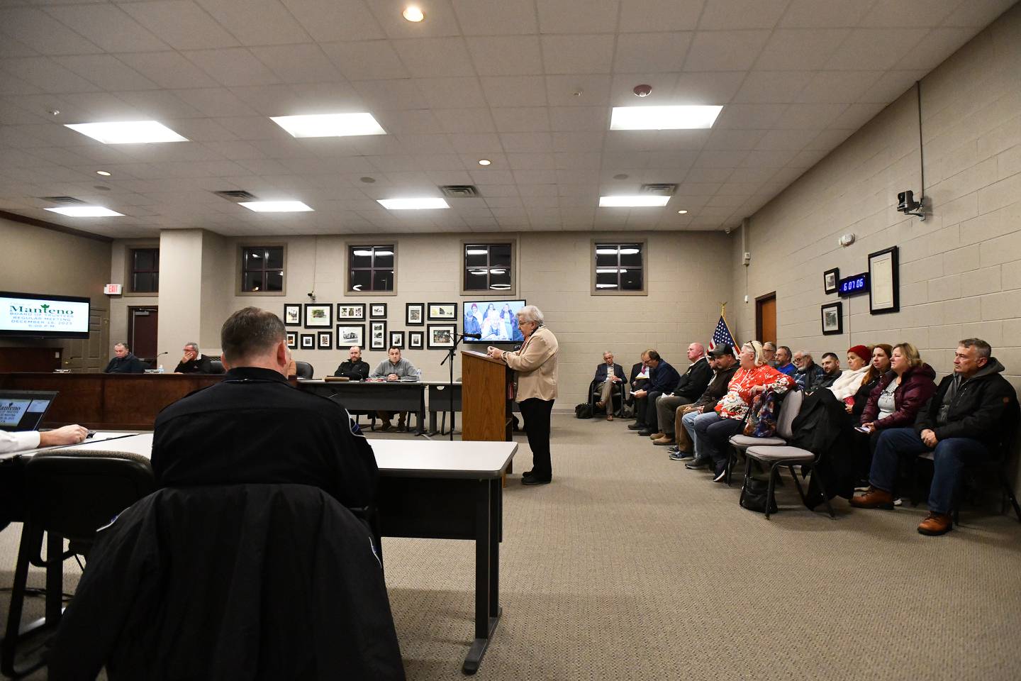 Approximately 30 people attended the public comment portion of the Manteno Village Board meeting on Dec. 18, 2023 at the Leo T. Hassett Community Center.
