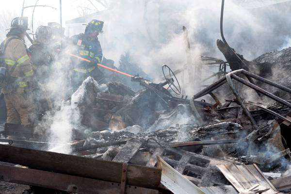 Garage destroyed by fire in rural Polo