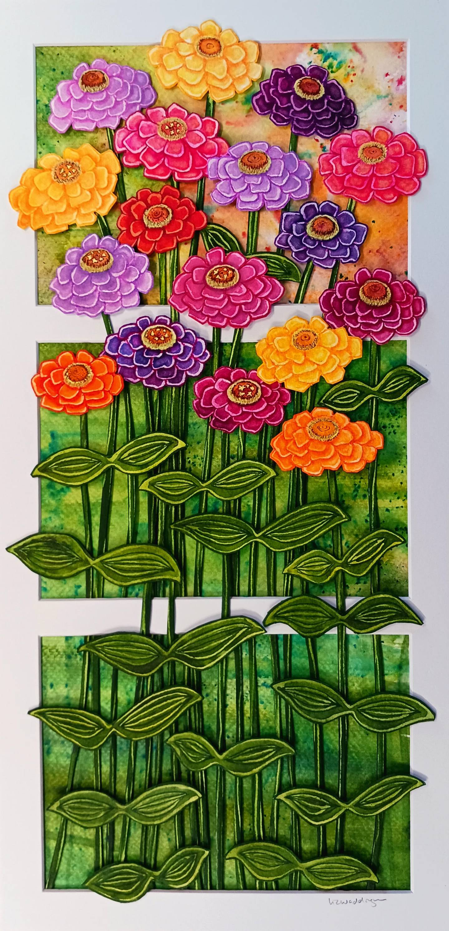 Floral watercolor painting created by artist Liz Waddington