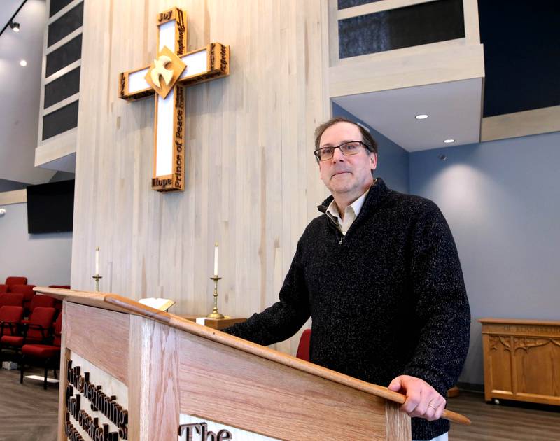 Jonathan Crail, senior pastor at the First United Methodist Church of DeKalb, Friday, Jan. 24, 2025, in the sanctuary at the church.