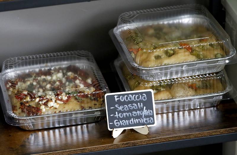 Focaccia for sale on Friday, June 27, 2025, at the recently opened Black Market Bakery in downtown Crystal Lake.