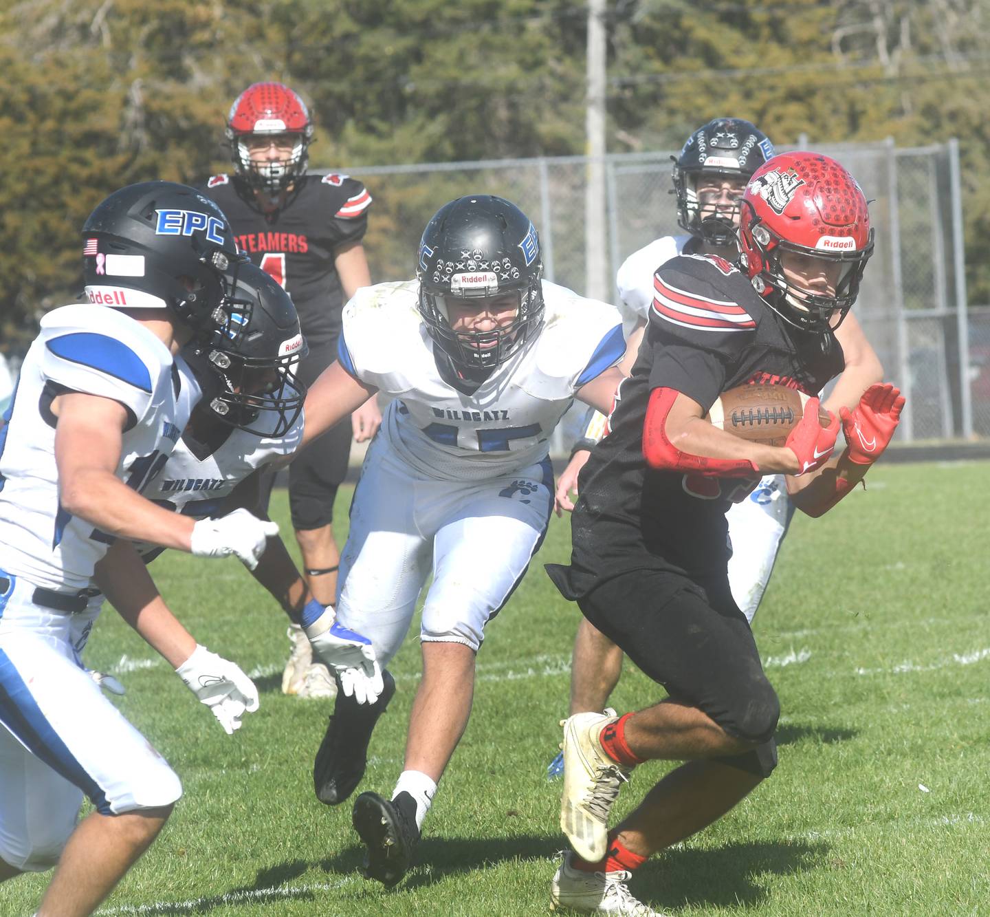 Fulton's Ryan Eads finds a gap and runs for a first down during action against EPC on Saturday, Oct. 15 in Fulton.