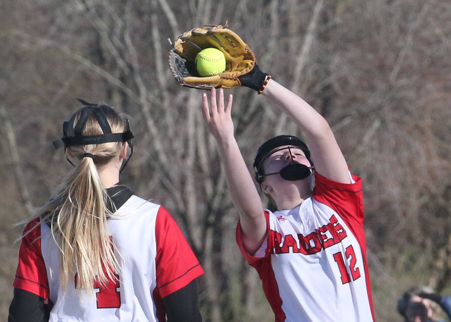 Earlville's Samantha Sanders makes a catch on the infield against Somonauk on Friday, April 12, 2024 at Earlville High School.