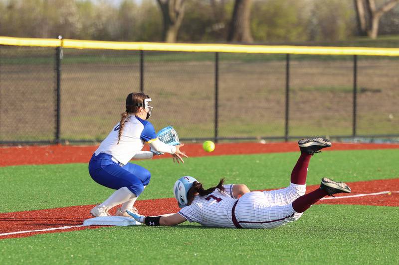 Kankakee's Sherlyn Morales slides safely into third during the Kays 20-11 loss to Crete-Monee on Tuesday, April 7, 2026.
