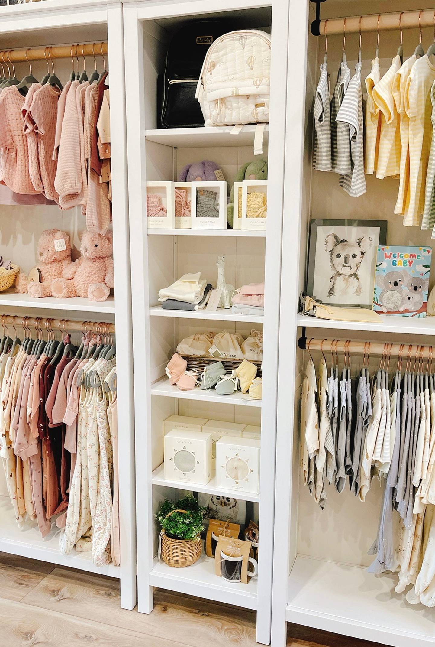 Both Little Barn Baby locations carry apparel for babies through age 5 years, including pajama sets, pants, rompers, bodysuits, sweaters, shirts, coats and jackets.