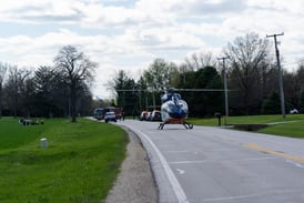 Person flown after rollover crash in Hampshire, entrapment