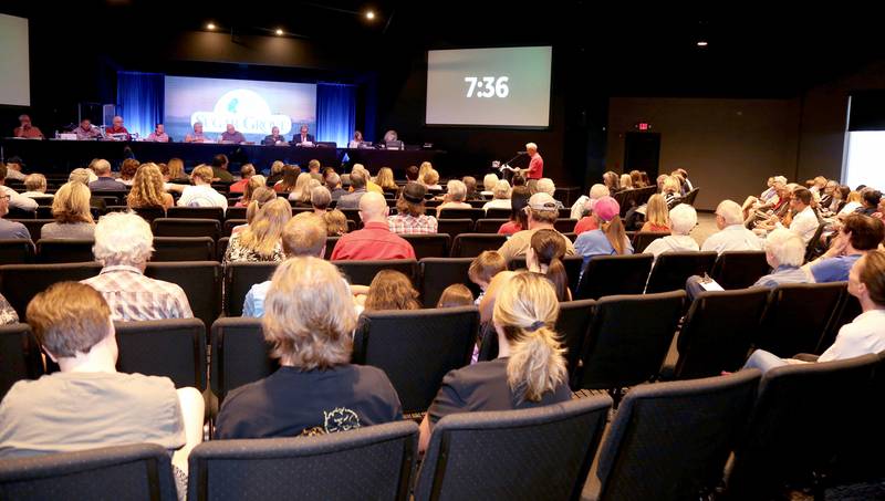 A large crowd attends the Special Plan Commission Meeting on Monday, Aug. 12, 2024 in Sugar Grove.