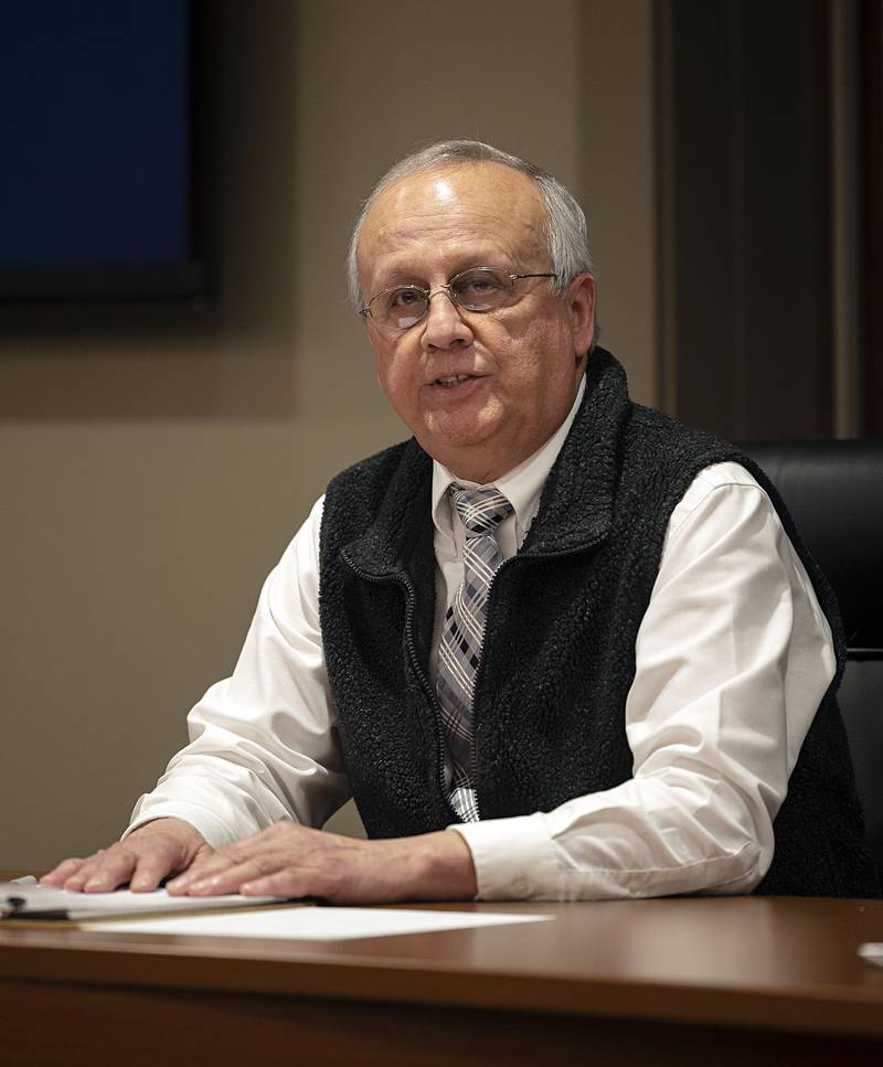 Sterling School Board candidate Narcisco Puentes speaks before the Sauk Valley Area Chamber of Commerce hosted candidate forum Tuesday, March 21, 2023.