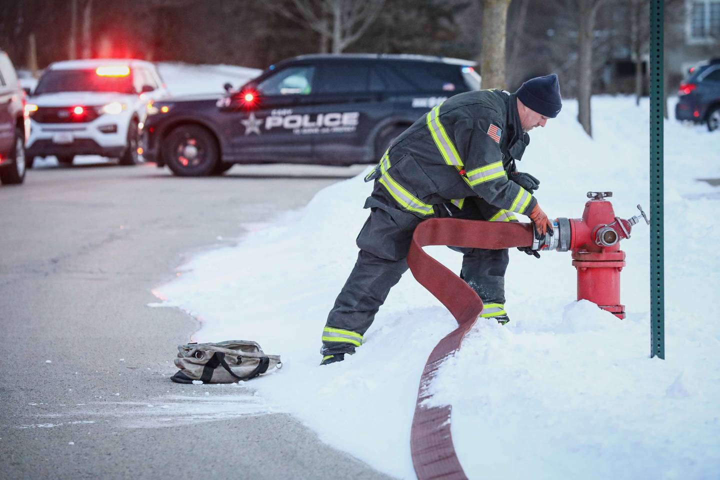 The Cary Fire Protection District responded to the 1200 block of West Lake Drive Monday, Feb. 17, 2025 after a car crashed into a townhome causing a natural gas leak.