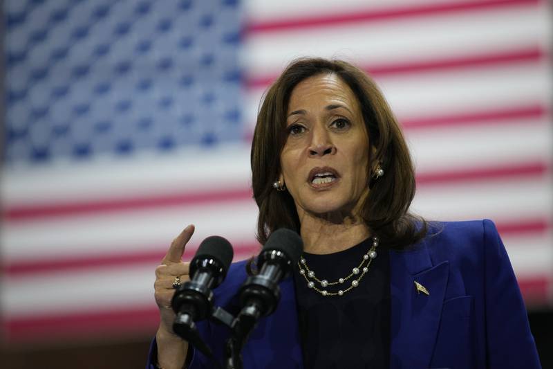 Democratic presidential nominee Vice President Kamala Harris speaks at a campaign rally Thursday, Oct. 31, 2024, in North Las Vegas, Nev. (AP Photo/John Locher)