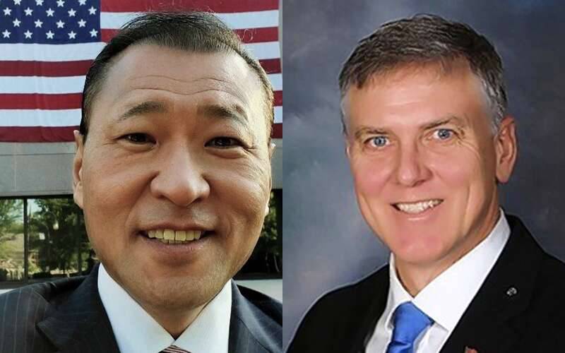 Charlie Kim, left, and James Marter are the Republican candidates for Illinois' 14th Congressional District seat in the 2024 primary election.
