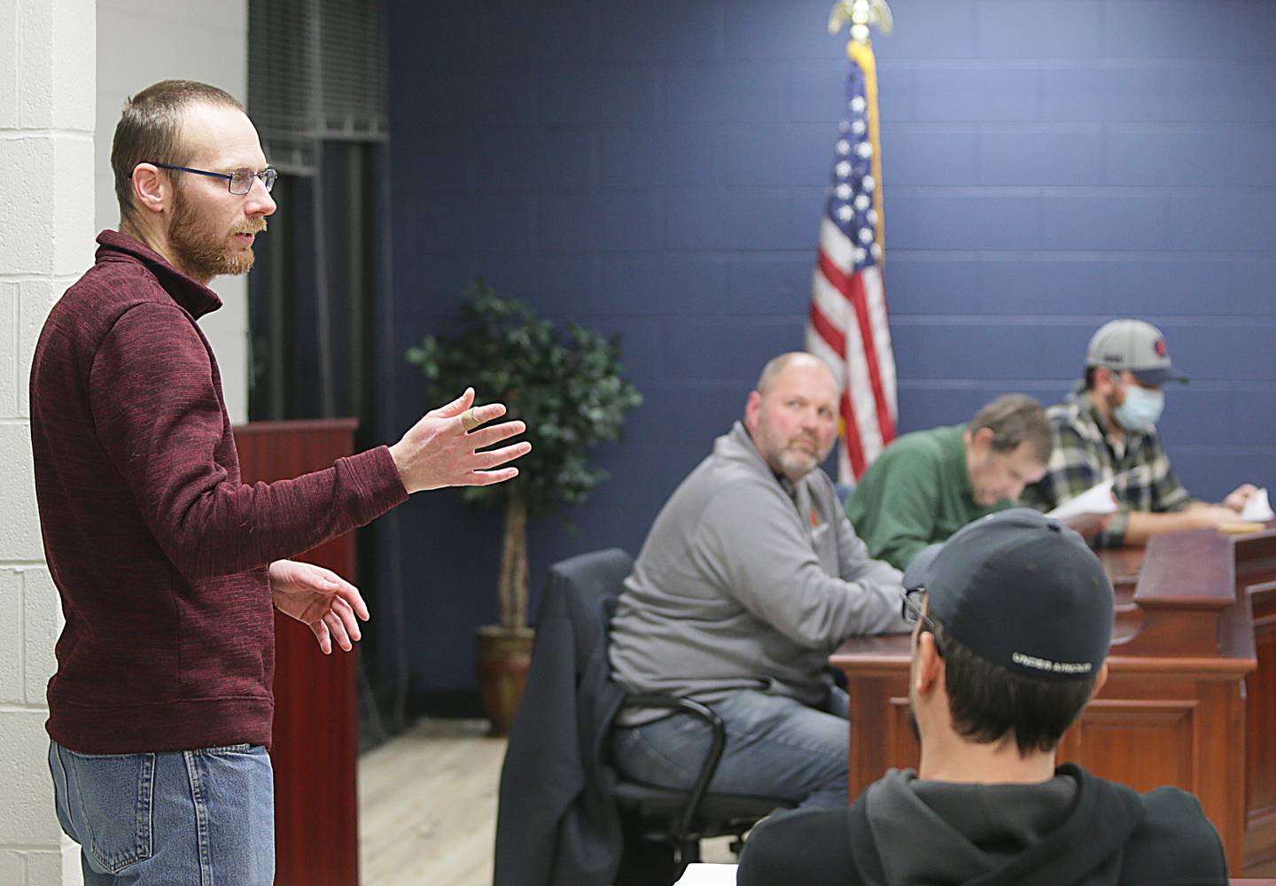 Utica Village President Dave Stewart introduces The Shoppes of Mini Mill Street project to the Utica Planning Commission on Thursday Jan. 27, 2022. If awarded the grant, Utica would develop some of the village-owned parcels in the flood plain north of downtown and establish retail shops — modeled after the seasonal shopping arcade in Batavia and Muskegon, Mich. — all elevated above the flood plain.