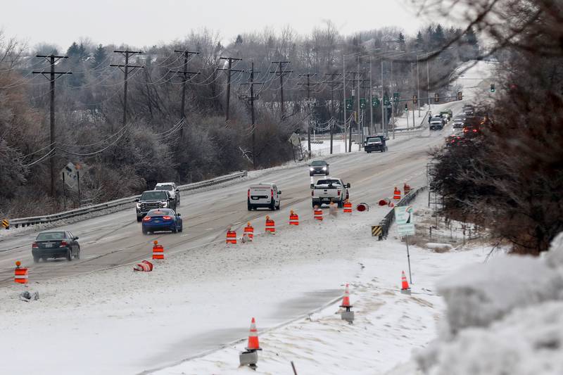 Traffic is seen along Randall Road on Wednesday, Dec. 30, 2020 in Lake in the Hills.