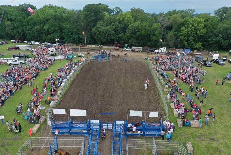 A large crowd attends the Broken Horn Rodeo at the La Salle County 4-H Show and Junior Fair on Friday, July 14, 2023 in Ottawa.