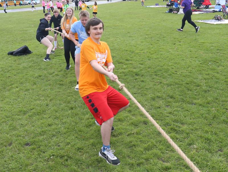 Ottawa High School students play tug-of-war during the Wallace Warrior Games on Friday, May 8, 2026 at Wallace Grade School. The unified event promoted inclusiveness, friendships and fun. 25 schools and over 400 kids from La Salle, Bureau and Putnam Counties participated in the event.