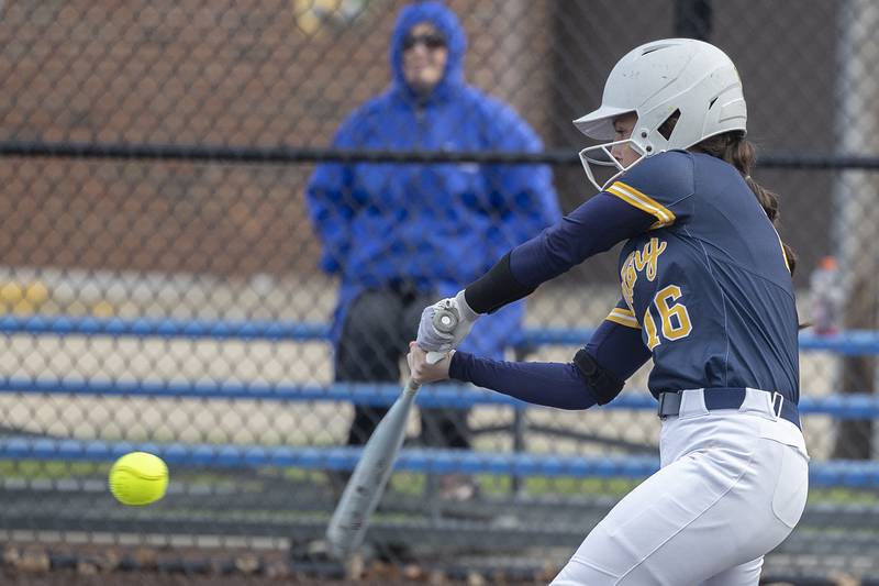 Sterling’s Breanna Taylor drives the ball against Quincy Tuesday, March 31, 2026.