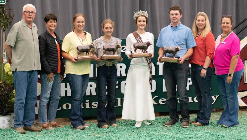 (Left to right): 2022 Golden Bull Achievement Award winners Molly Biggs, KayAnn Eck, Lauren Gatz, and Bryden Barber
