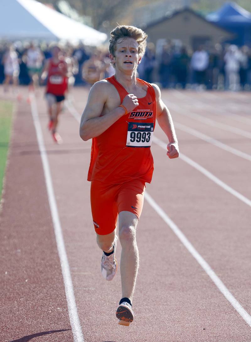 Aiden Noel of Wheaton Warrenville South during the IHSA Class 3A Lake Park cross country sectional  Saturday, Nov. 2, 2024 in Roselle.