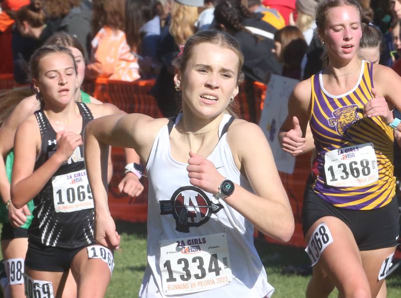Antioch's Piper Ipsen competes in the Class 2A State Cross Country race on Saturday, Nov. 4, 2023 at Detweiller Park in Peoria.
