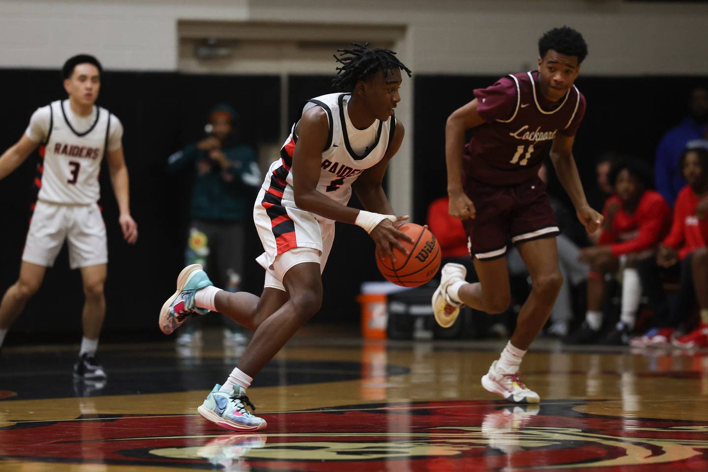 Bolingbrook’s DJ Strong works upcourt against Lockport on Friday, February 10th.