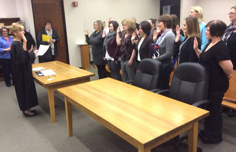 Wednesday morning La Salle County Circuit Court Judge Cynthia Raccuglia swore in 13 new Court Appointed Special Advocates  the largest class of volunteers in the history of the program in La Salle County. The CASA volunteers assist children with court proceedings.