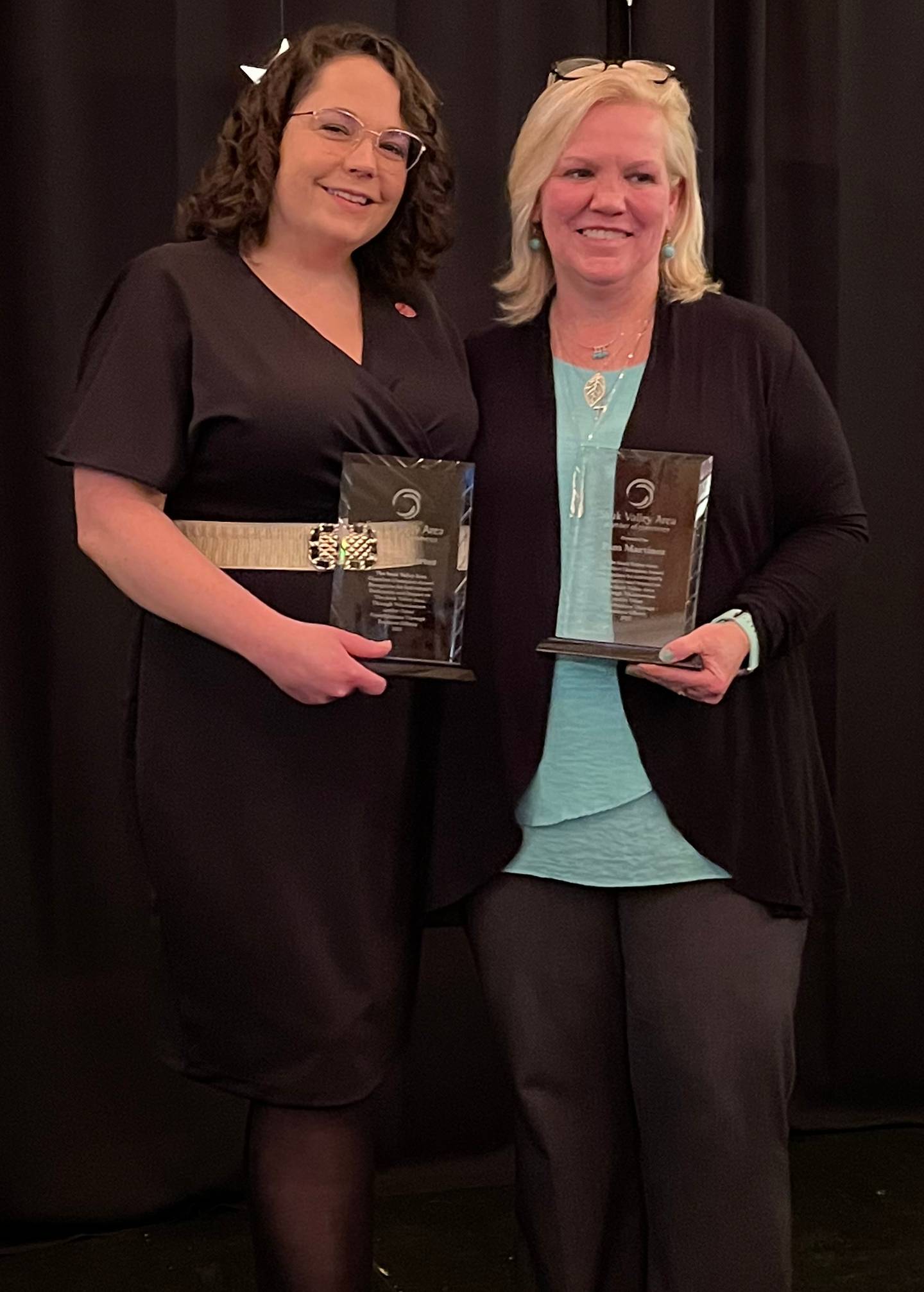 (Left to right); Sauk Valley Area Chamber of Commerce Champion Award recipients Lori Cortez and Pam Martinez