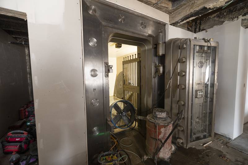 A wall is being cut out Thursday, July 10, 2025, in one of the vaults to form a lounge that will have found artifacts on display from the building’s renovation.