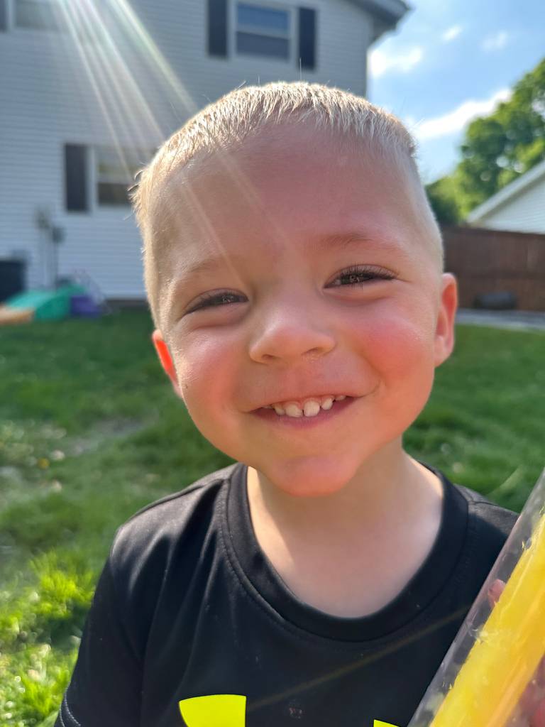 Sycamore 2-year-old Oliver Olinger pictured in May 2025, nearly a year after coming home from the hospital after an eight-month battle with cancer.